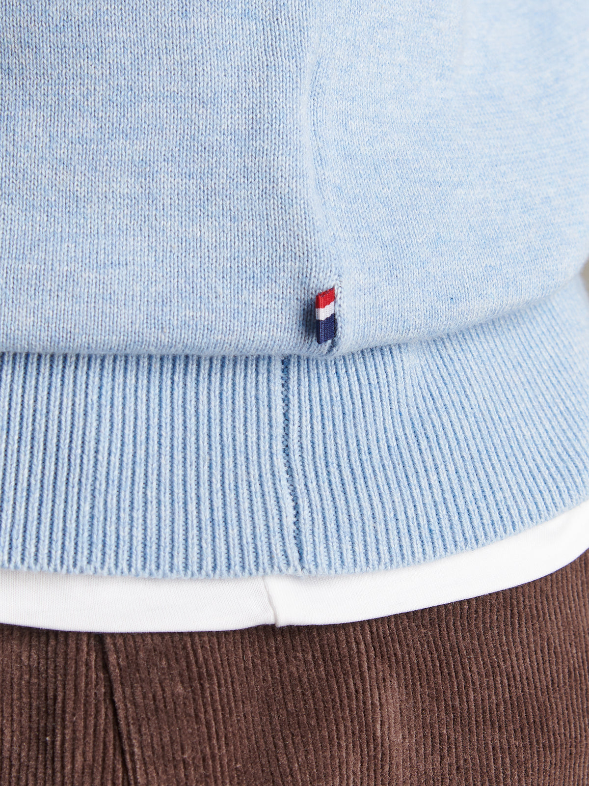 Mens Cotton Quarter Zip Funnel Jumper Parisian Blue Marl