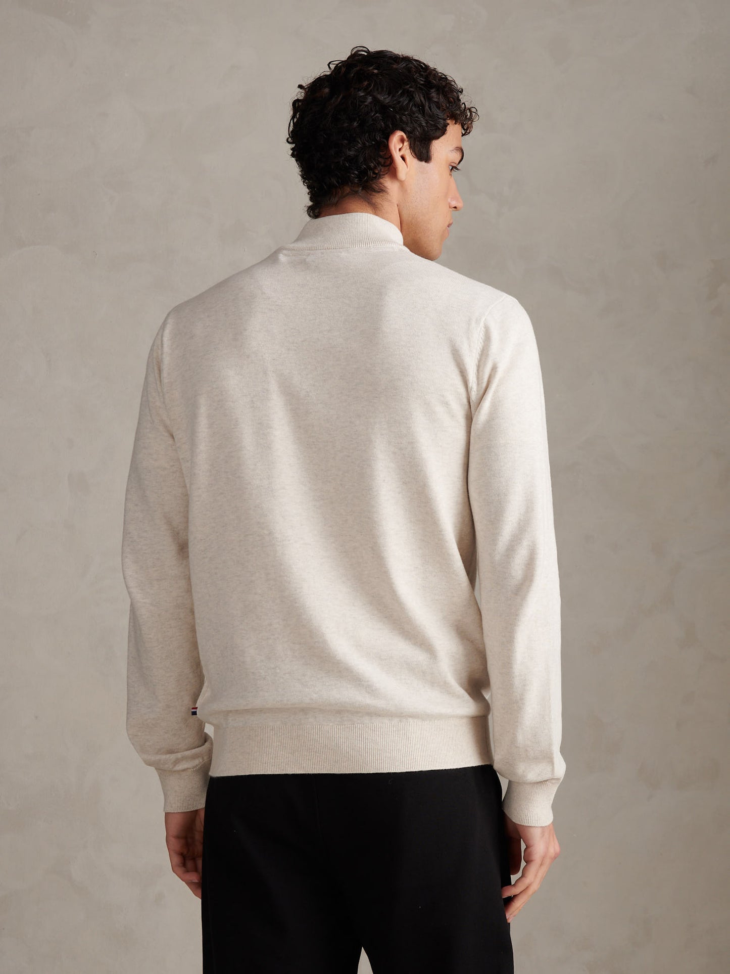 Cotton 1/4 Zip Neck Birch Marl