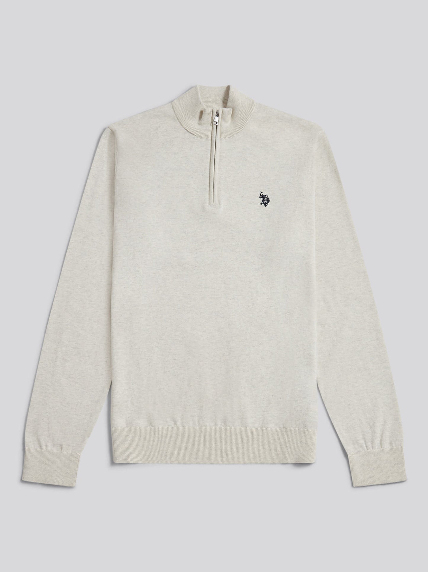 Cotton 1/4 Zip Neck Birch Marl