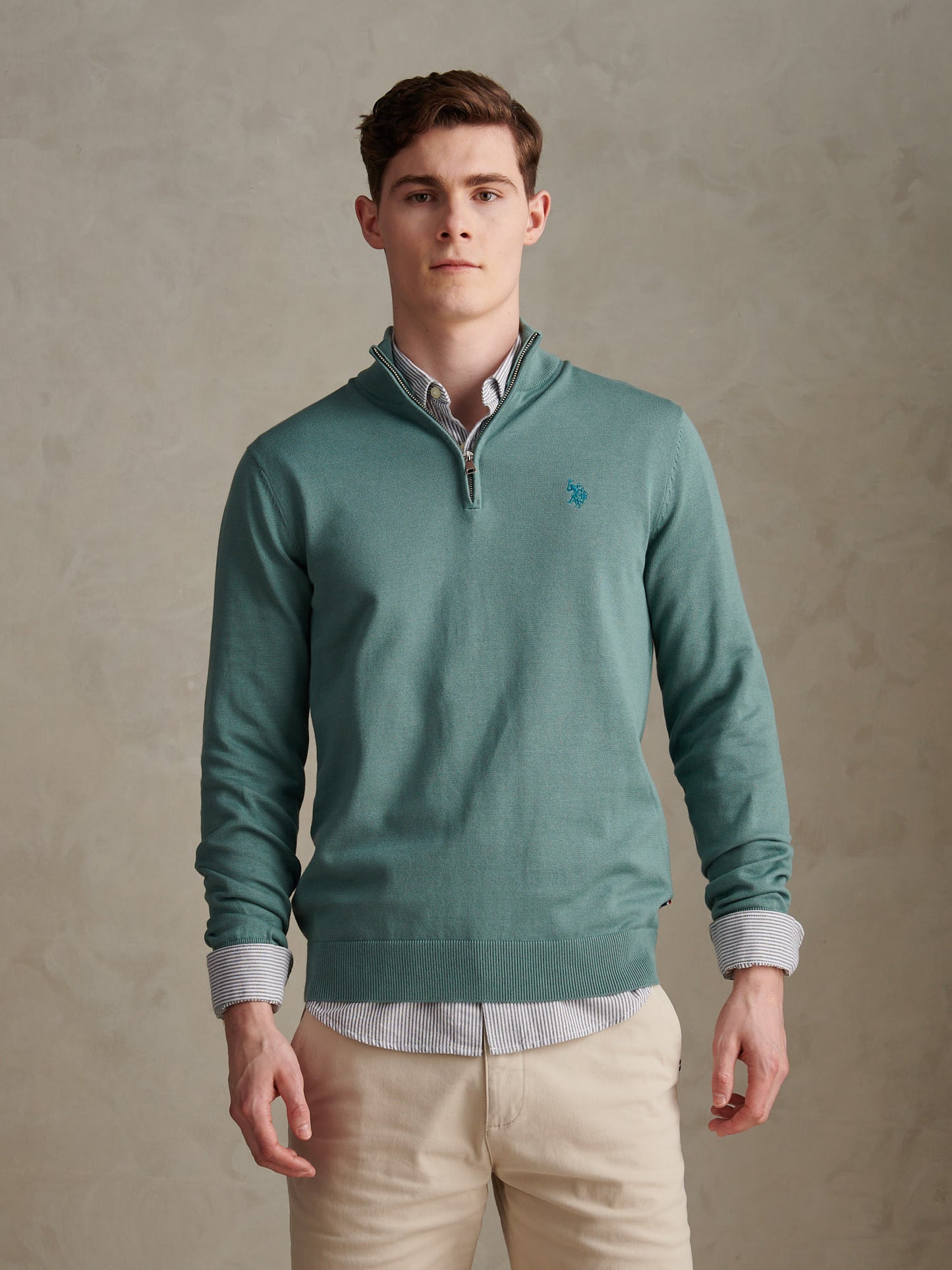 Cotton 1/4 Zip Neck Arctic