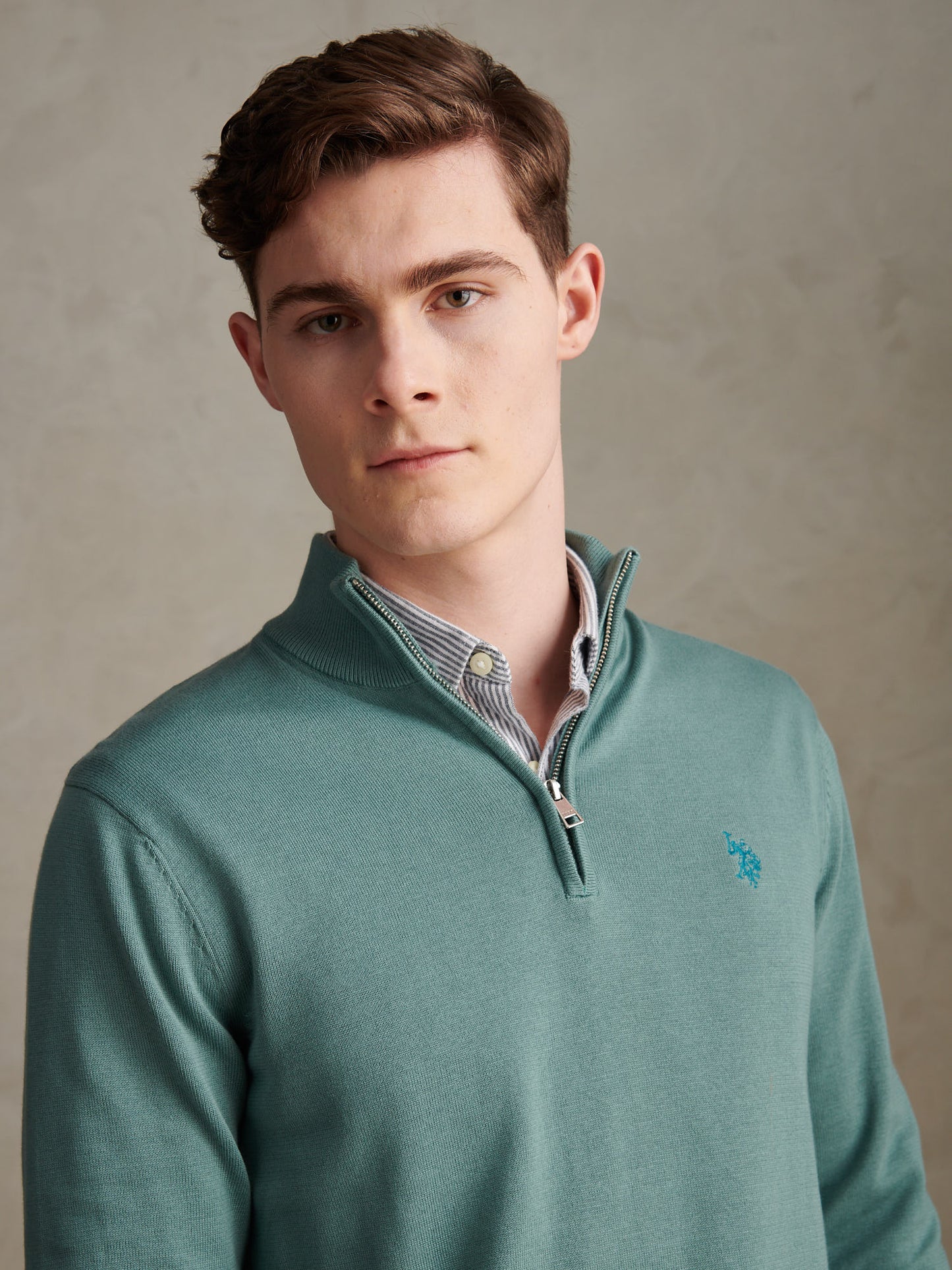 Cotton 1/4 Zip Neck Arctic