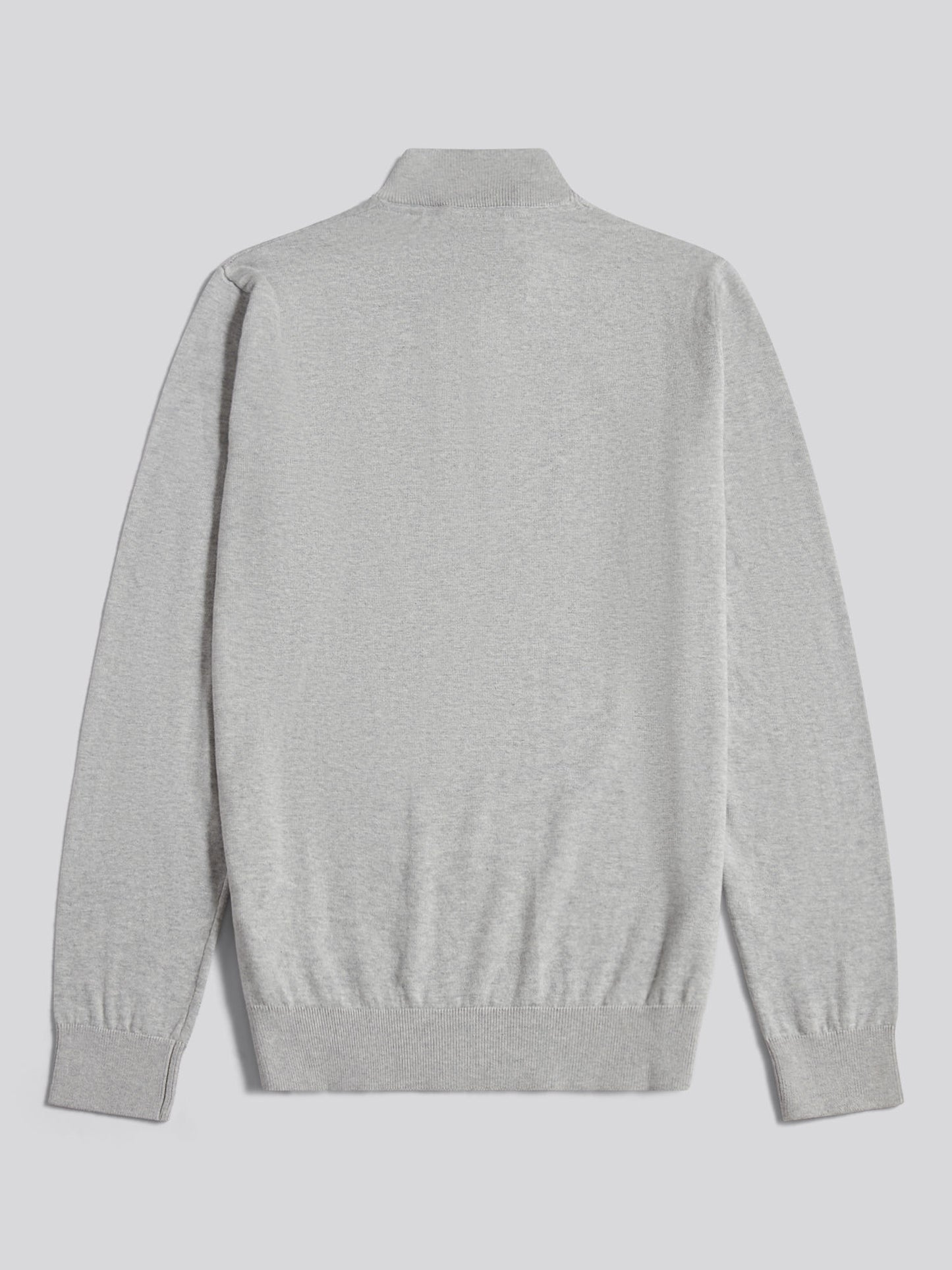 Cotton 1/4 Zip Neck Mid Grey Marl