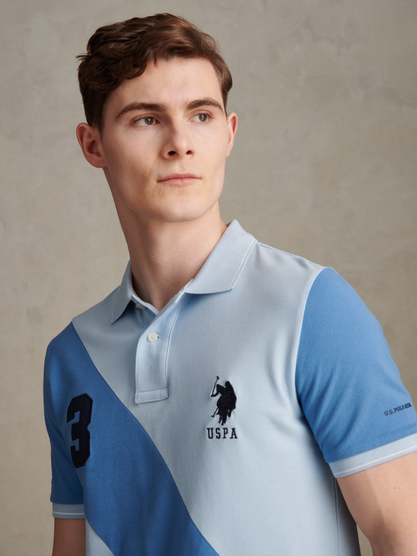 Mens Sash Pique Polo Shirt Chambray Blue