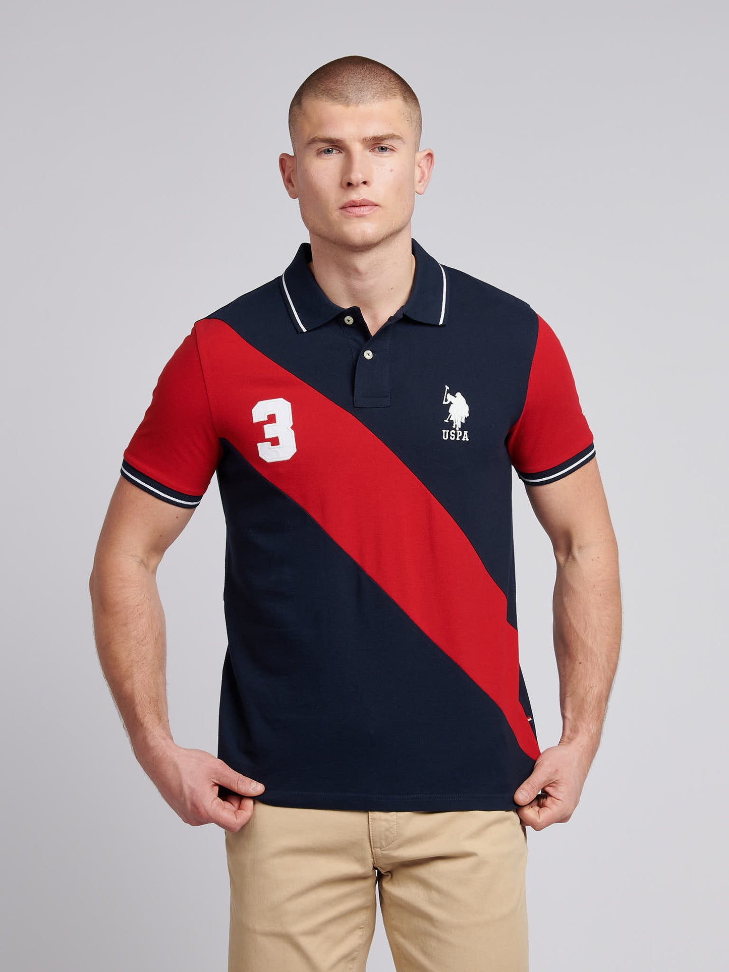 Mens Sash Pique Polo Shirt in Dark Sapphire Navy