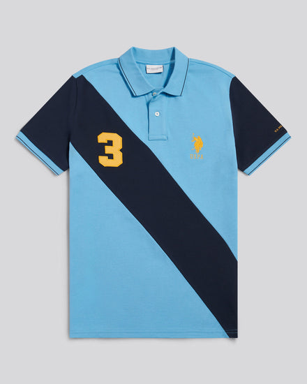 Mens Sash Pique Polo Shirt in Heritage Blue