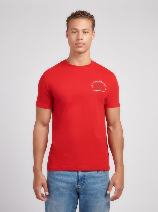 Męskie przedni tylne wydruku graficzna koszulka w haute czerwona