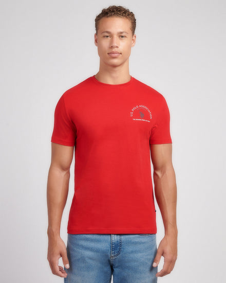 Męskie przedni tylne wydruku graficzna koszulka w haute czerwona