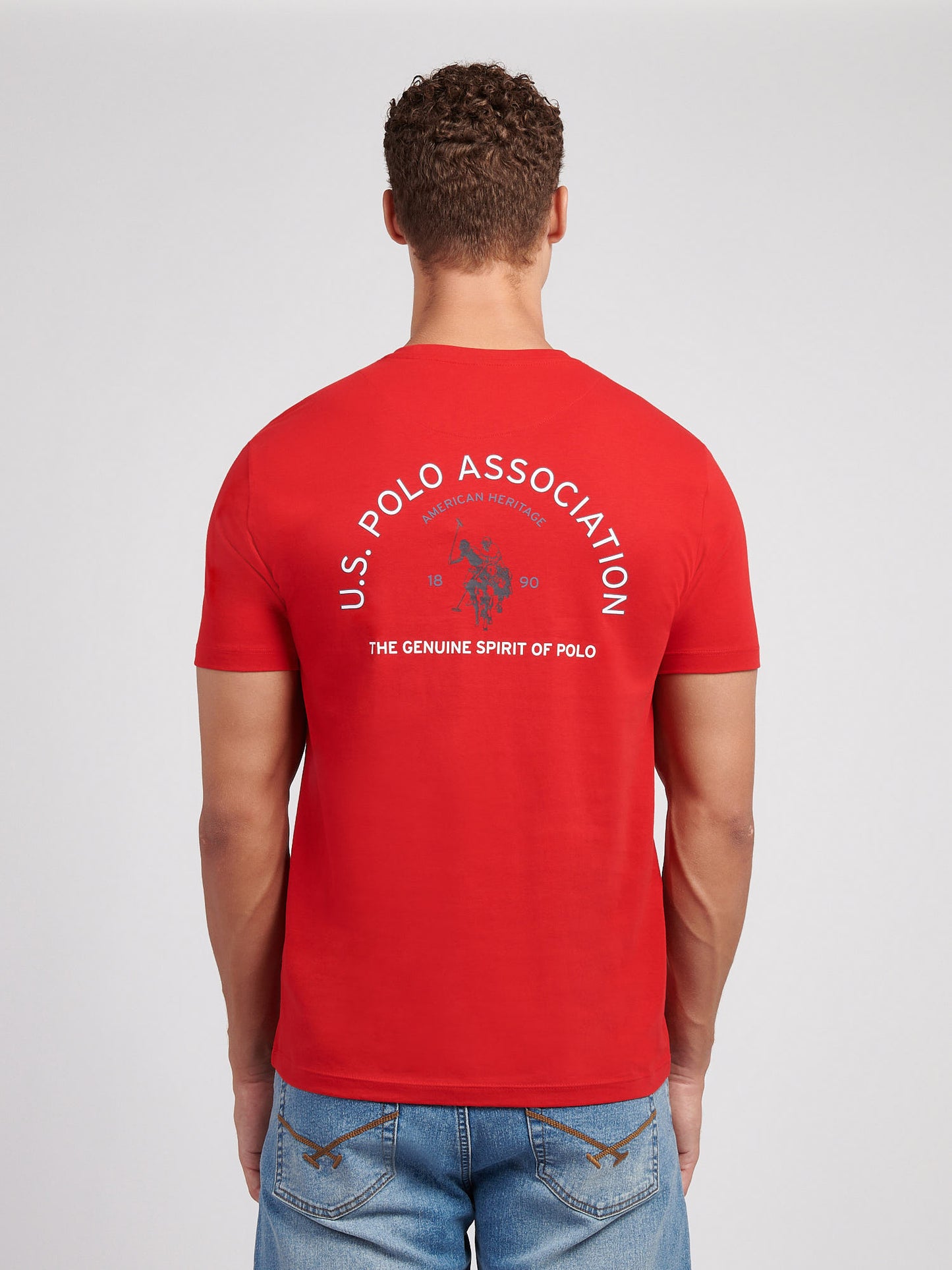 Męskie przedni tylne wydruku graficzna koszulka w haute czerwona