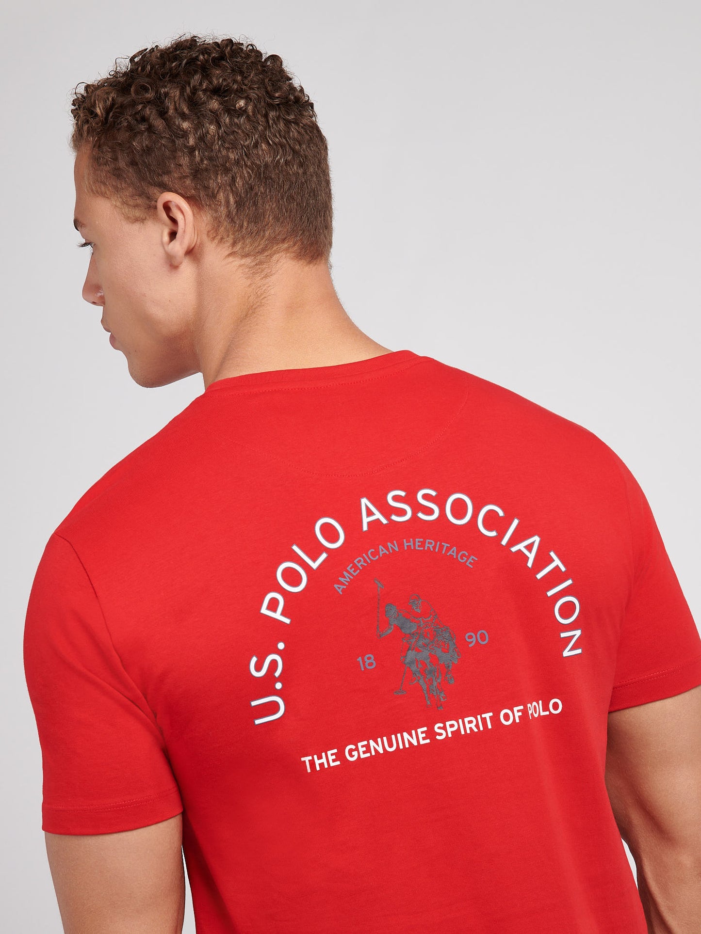 Męskie przedni tylne wydruku graficzna koszulka w haute czerwona