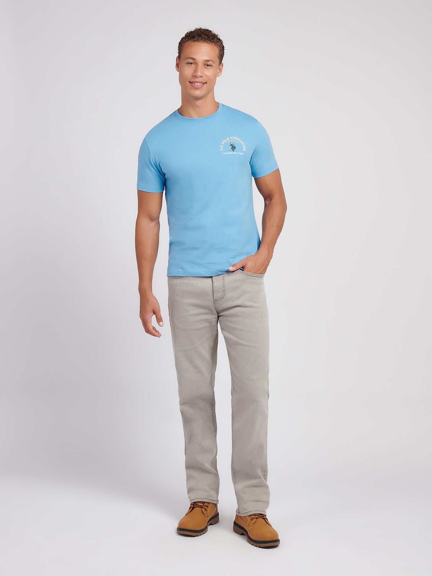 Męskie z przodu z tyłu graficzna koszulka z Heritage Blue