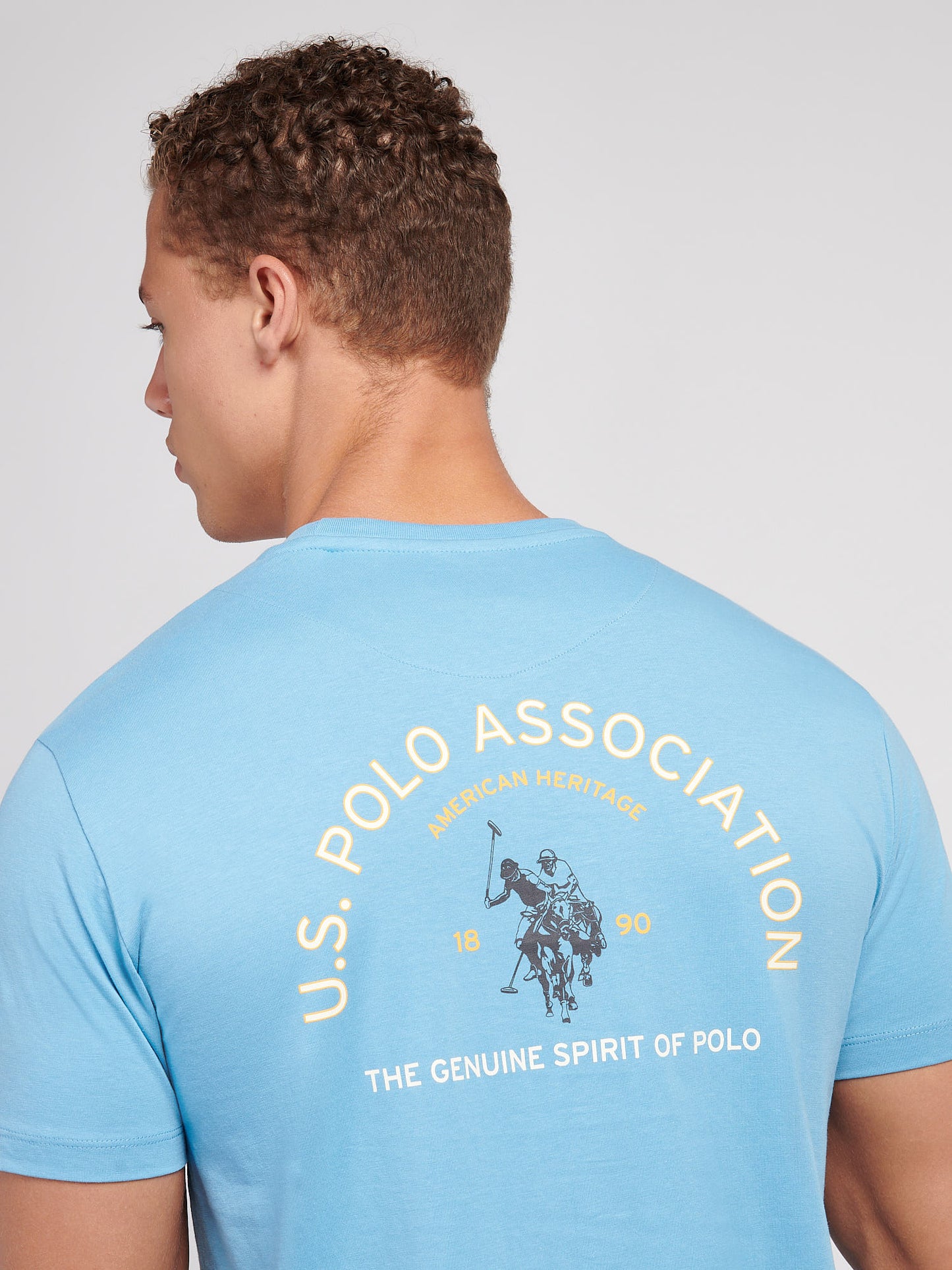 Męskie z przodu z tyłu graficzna koszulka z Heritage Blue