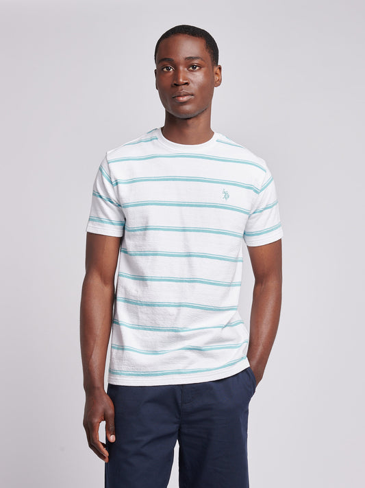 T-shirt Stripe męski w jasnej bieli
