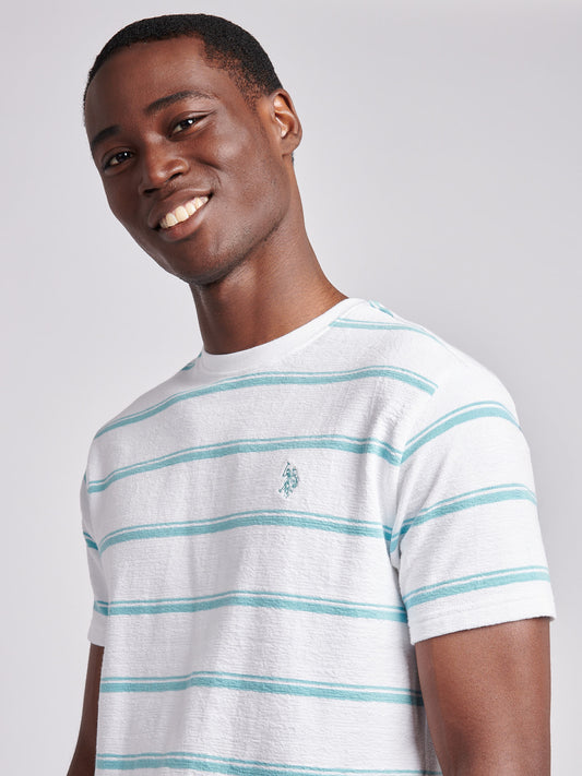 T-shirt Stripe męski w jasnej bieli