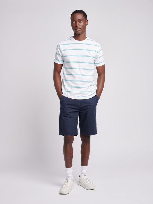 T-shirt Stripe męski w jasnej bieli