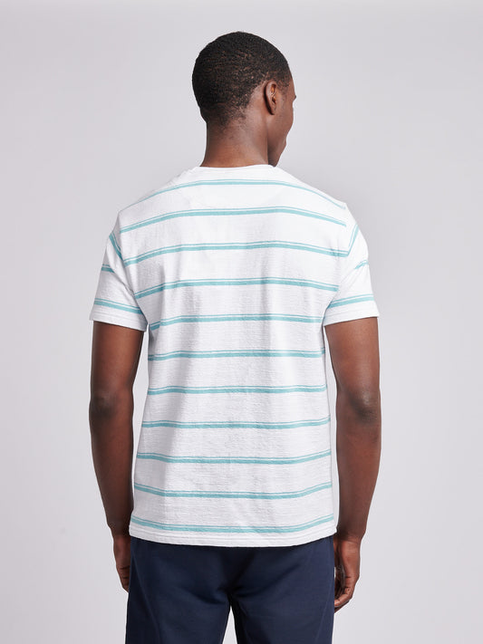 T-shirt Stripe męski w jasnej bieli