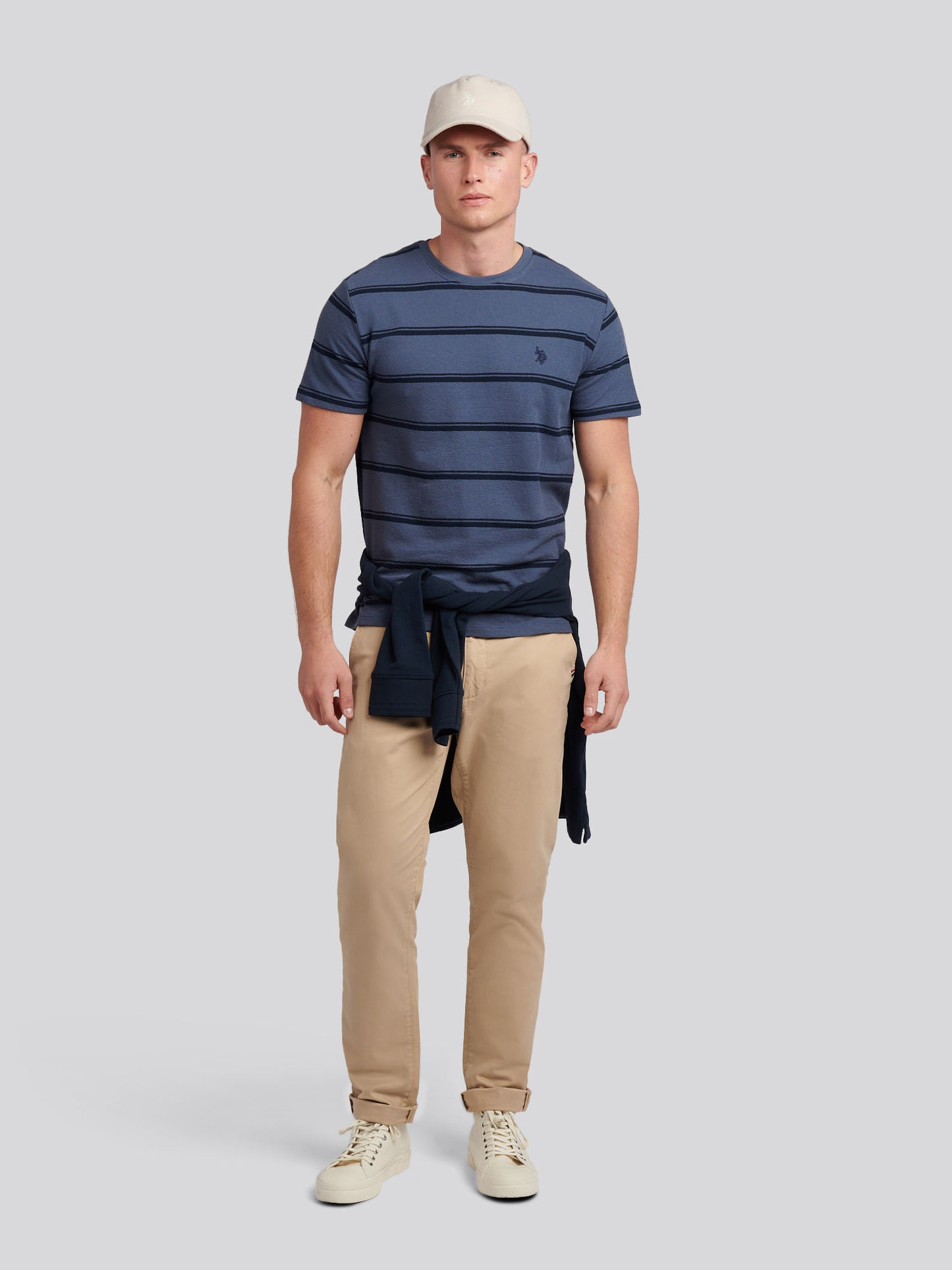 T-shirt Stripe męski w vintage Indigo