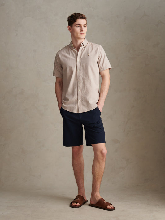 Mens Seersucker Chino Short Dark Sapphire Navy