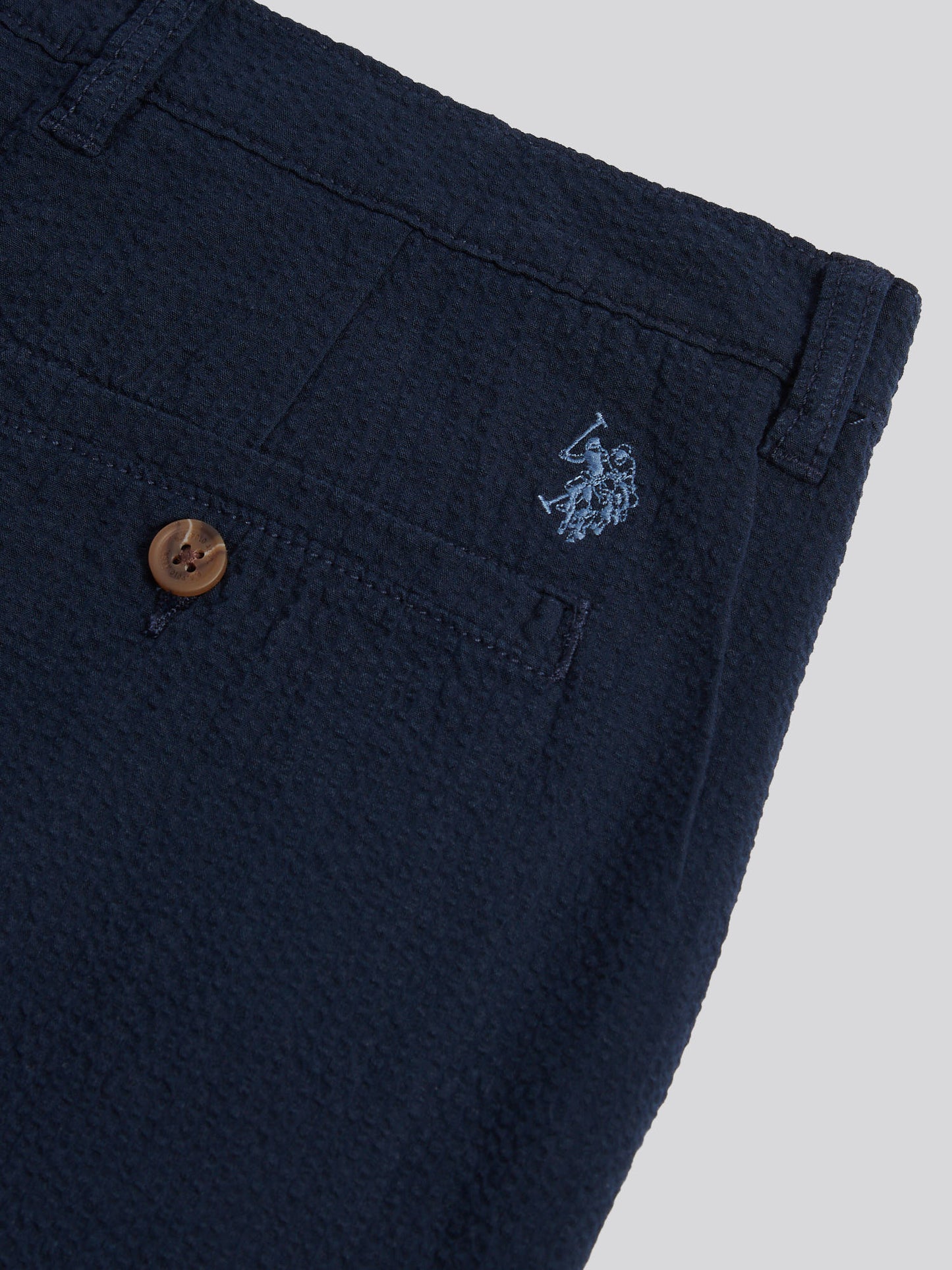 Mens Seersucker Chino Short Dark Sapphire Navy
