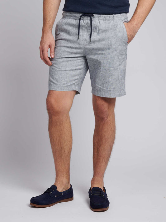 Mens Linen Blend Shortstring w ciemnym szafirowym granatowym/księżycowym niebieskim DHM