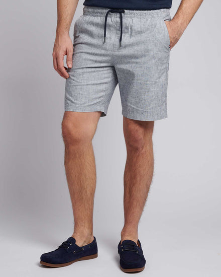 Mens Linen Blend Shortstring w ciemnym szafirowym granatowym/księżycowym niebieskim DHM