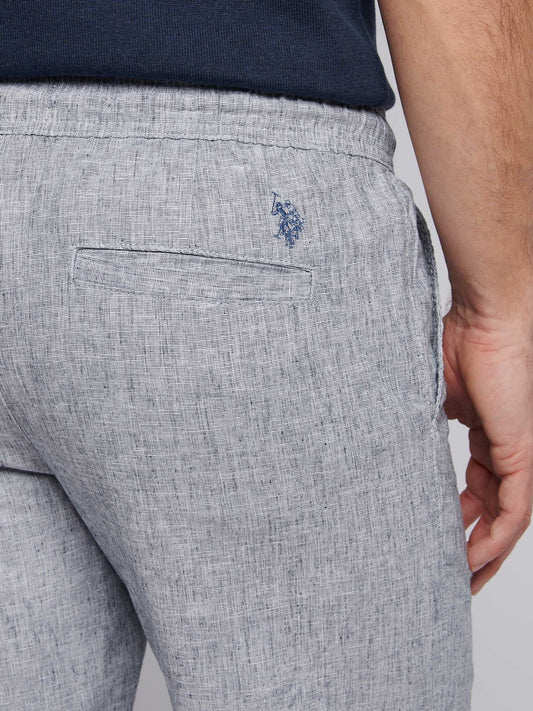 Mens Linen Blend Shortstring w ciemnym szafirowym granatowym/księżycowym niebieskim DHM
