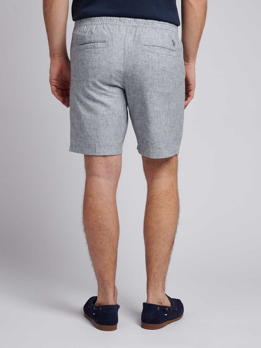 Mens Linen Blend Shortstring w ciemnym szafirowym granatowym/księżycowym niebieskim DHM