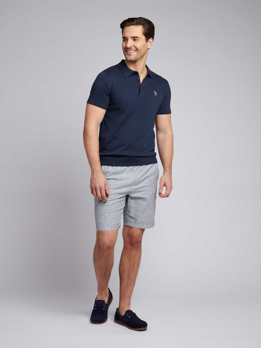 Mens Linen Blend Shortstring w ciemnym szafirowym granatowym/księżycowym niebieskim DHM