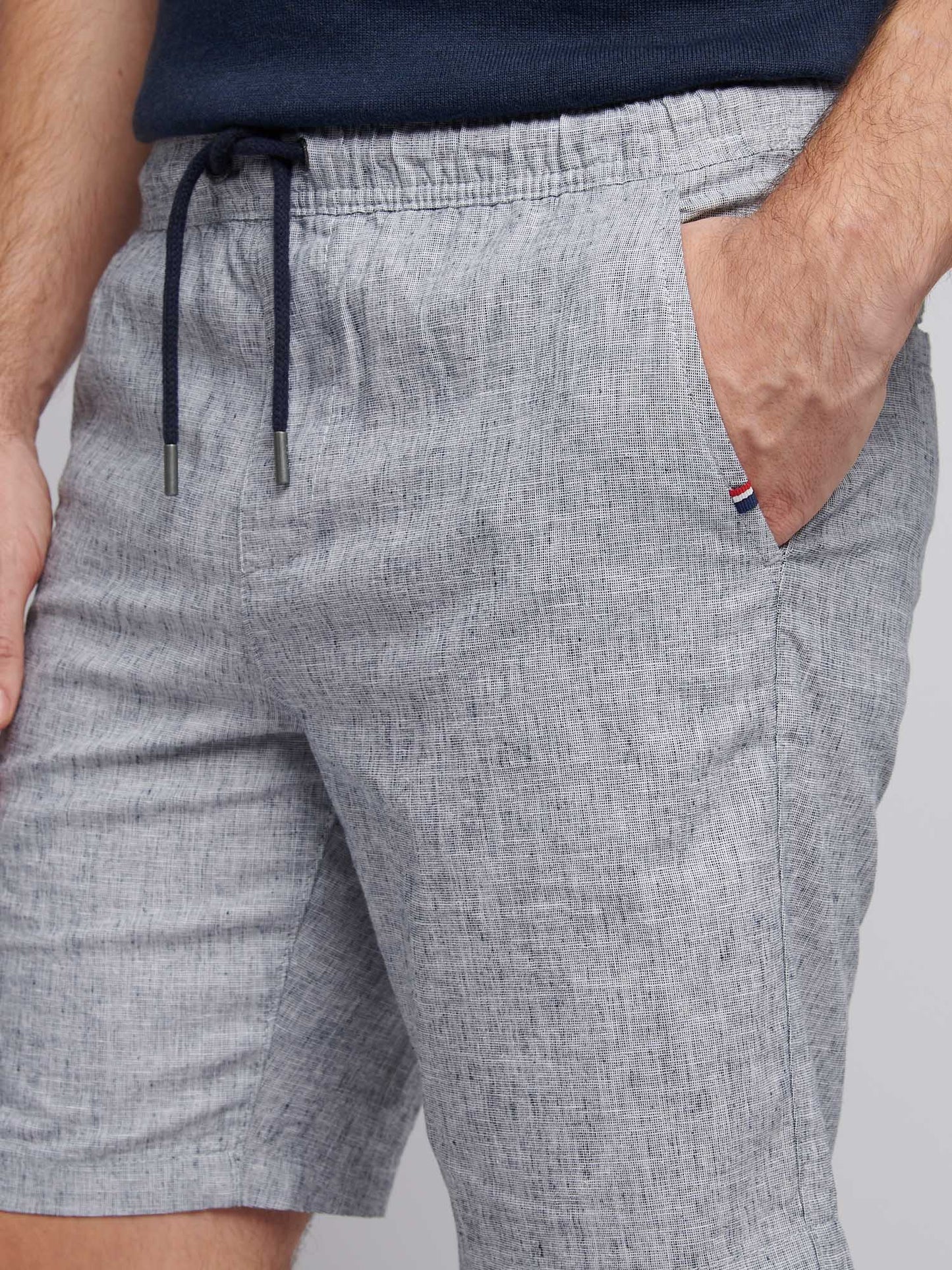 Mens Linen Blend Shortstring w ciemnym szafirowym granatowym/księżycowym niebieskim DHM