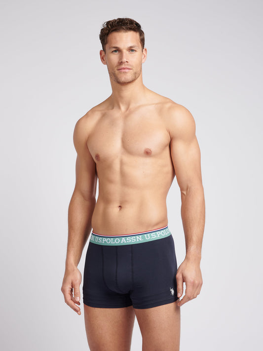 Mens 3 Pack Brand Bokser Shorts w ciemnym szafirowym marynarce wojennej