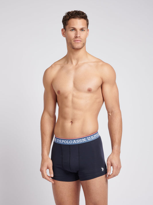 Mens 3 Pack Brand Bokser Shorts w ciemnym szafirowym marynarce wojennej
