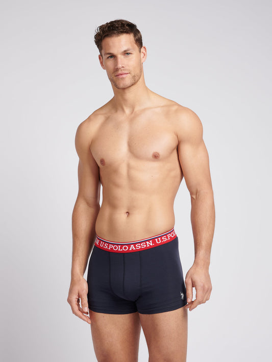 Mens 3 Pack Brand Bokser Shorts w ciemnym szafirowym marynarce wojennej