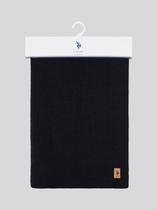 Mens Rib Knit Scarf in Black