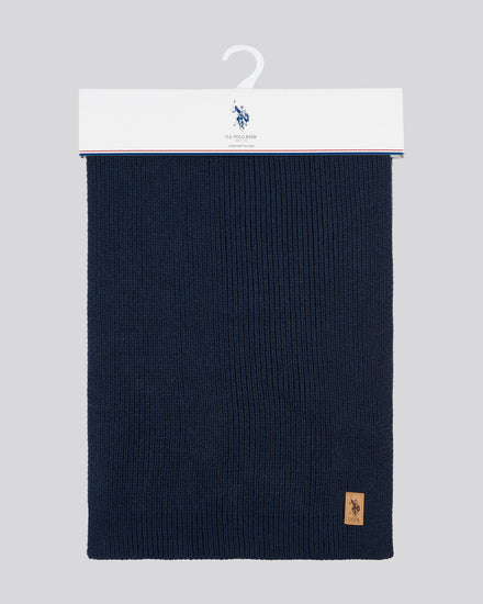 Mens Rib Knit Scarf in Dark Sapphire Navy