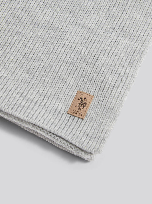 Mens Rib Knit Scarf in Mid Grey Marl