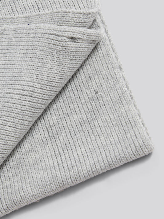 Mens Rib Knit Scarf in Mid Grey Marl