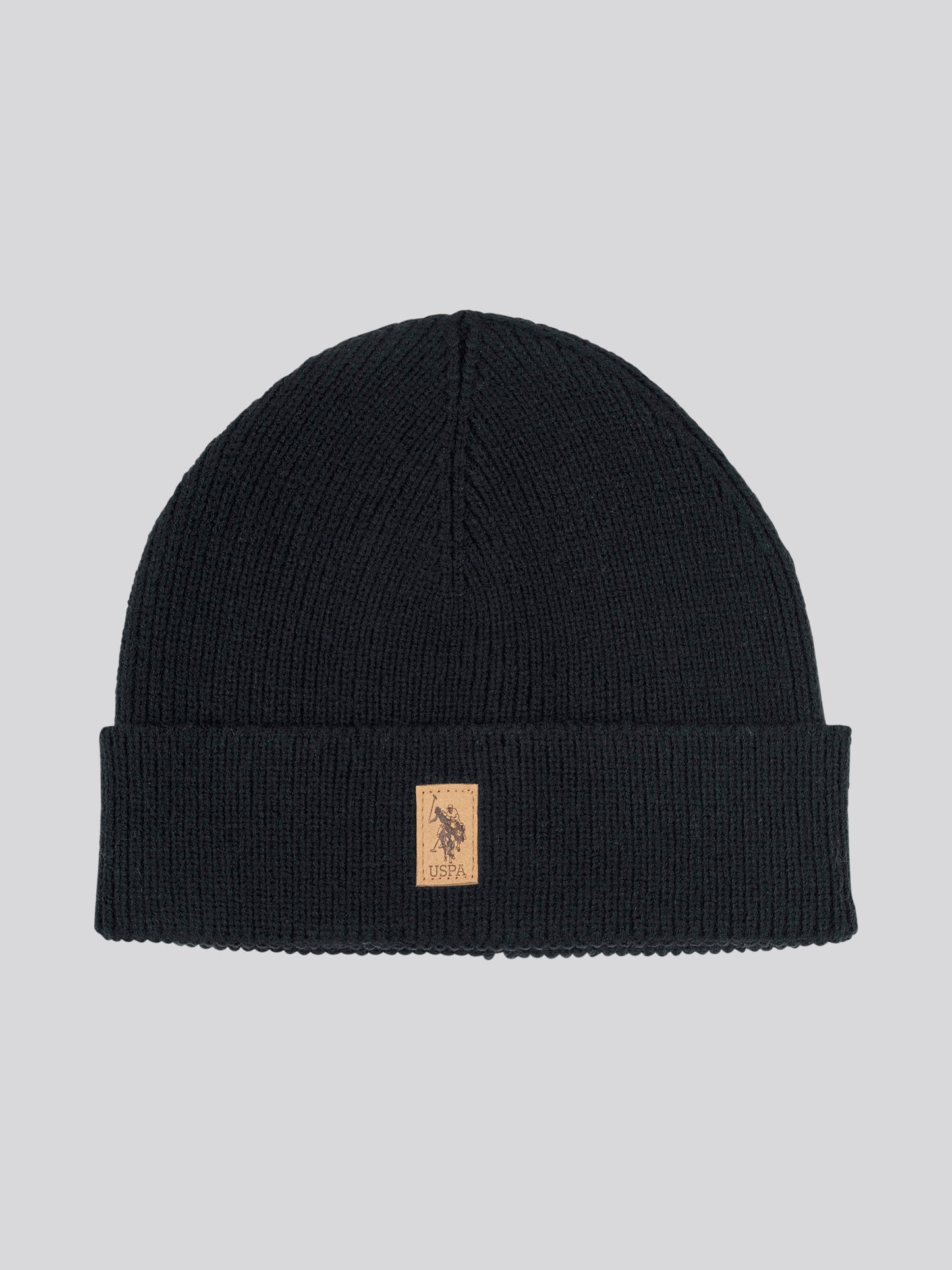 Mens Luxury Rib Knit Beanie & Scarf Set in Black