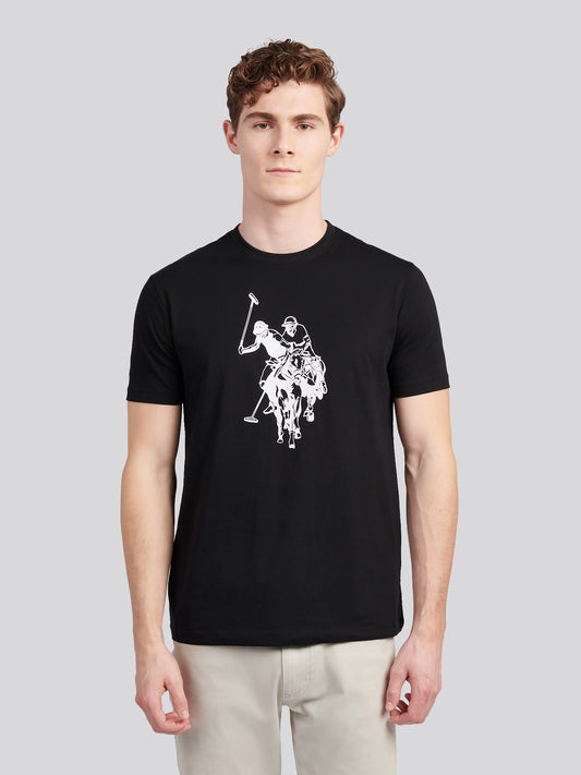 Mens Double Horsemen Graphic T-Shirt in Black