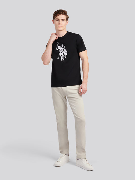 Mens Double Horsemen Graphic T-Shirt in Black