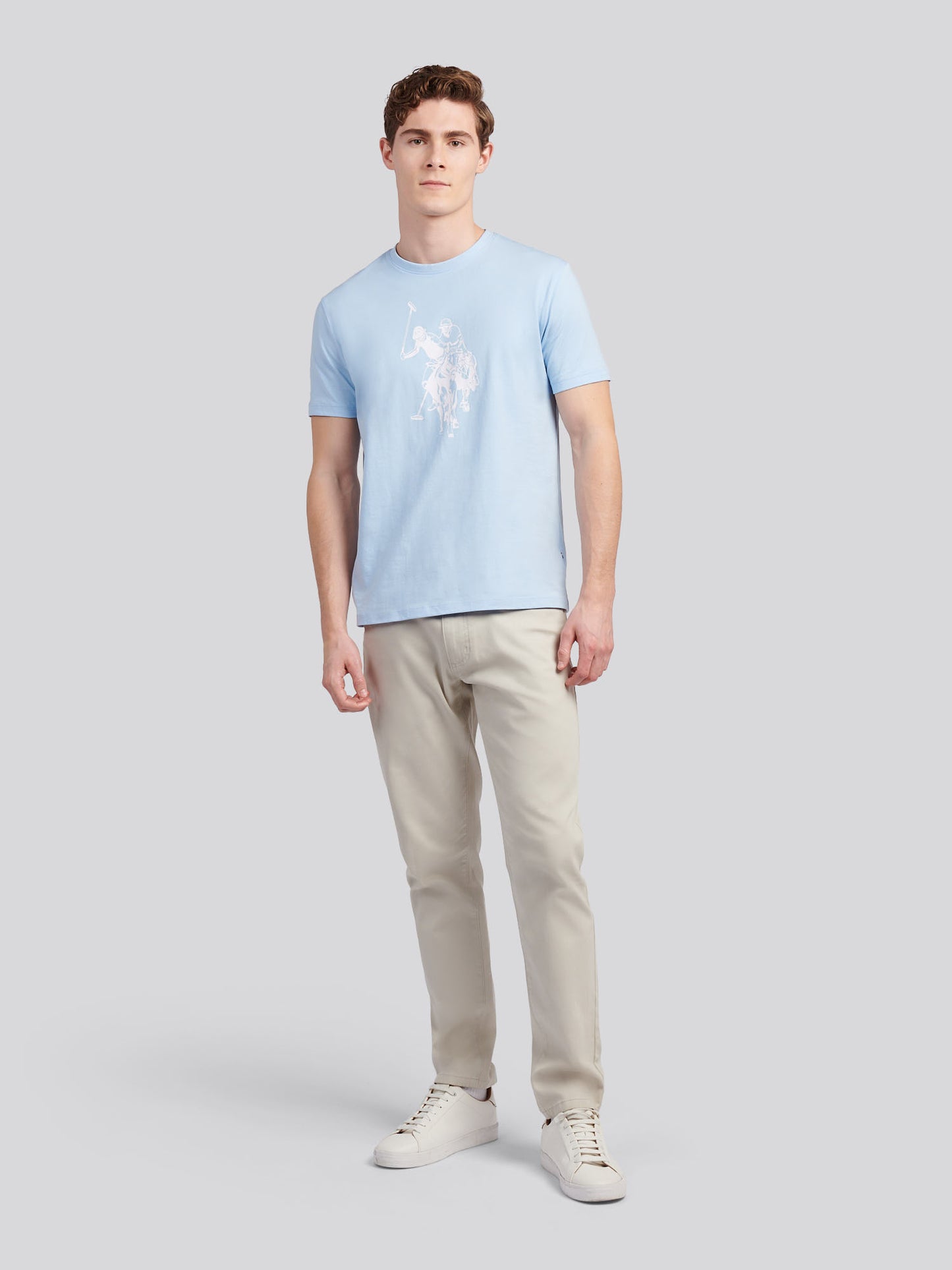 Męskie podwójne jeźdźcy graficzne T-shirt w Chambray Blue