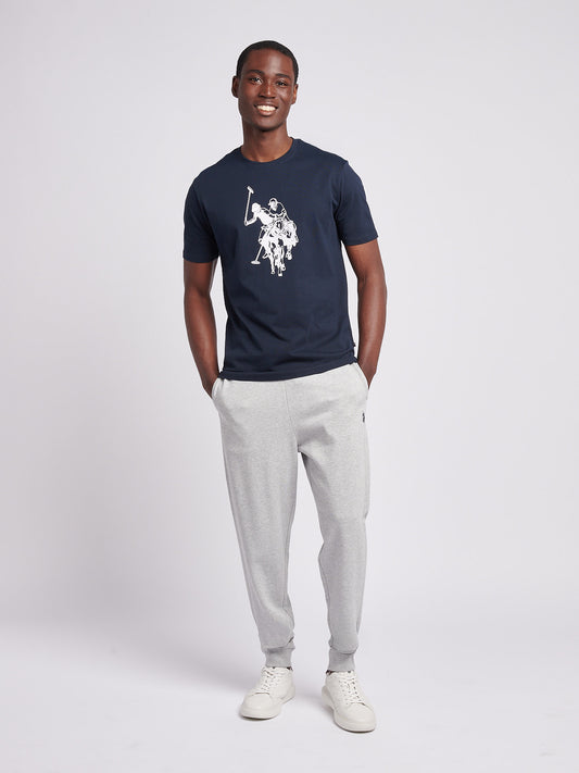 Męskie podwójne jeźdźcy graficzne T-shirt w ciemnym szafirowym granatowym