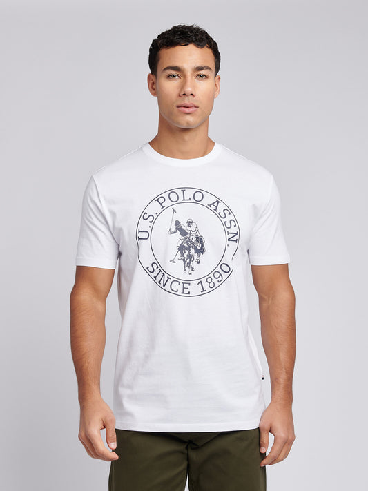 T-shirt mens USPA Circle Print w jasnej bieli