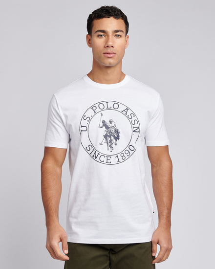 T-shirt mens USPA Circle Print w jasnej bieli