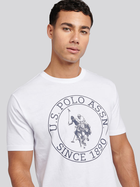 T-shirt mens USPA Circle Print w jasnej bieli