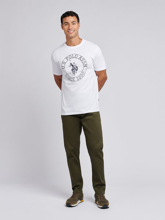 T-shirt mens USPA Circle Print w jasnej bieli