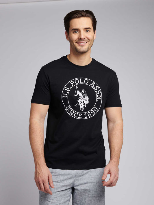 T-shirt mens USPA Circle Print w ciemnym szafirowym granatowym