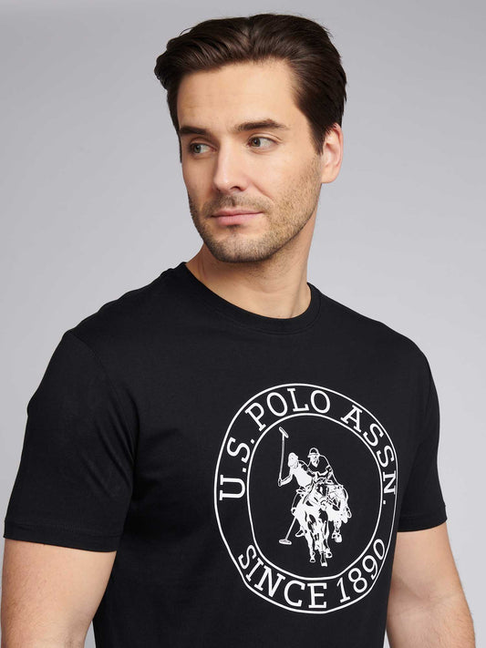T-shirt mens USPA Circle Print w ciemnym szafirowym granatowym