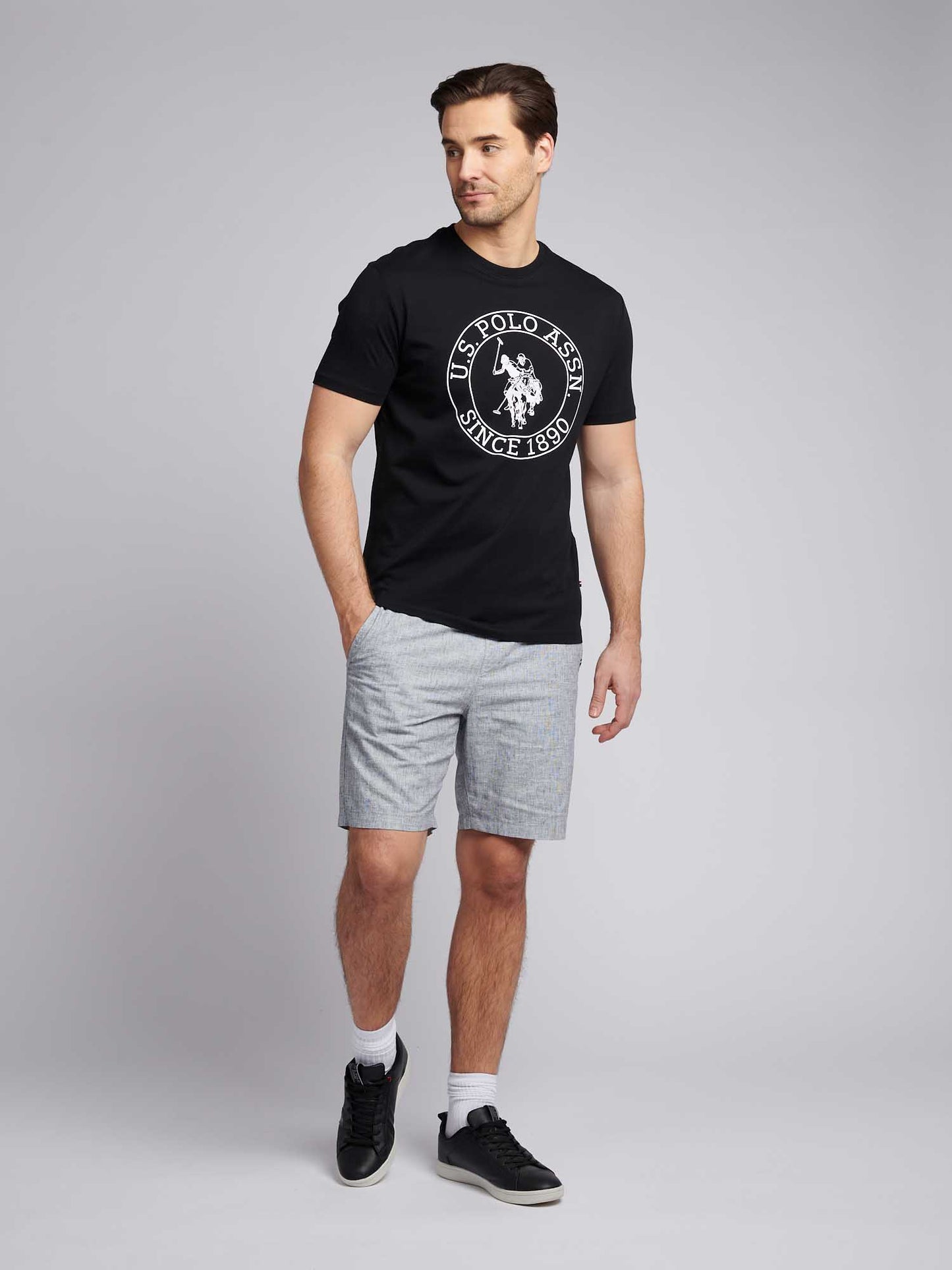T-shirt mens USPA Circle Print w ciemnym szafirowym granatowym