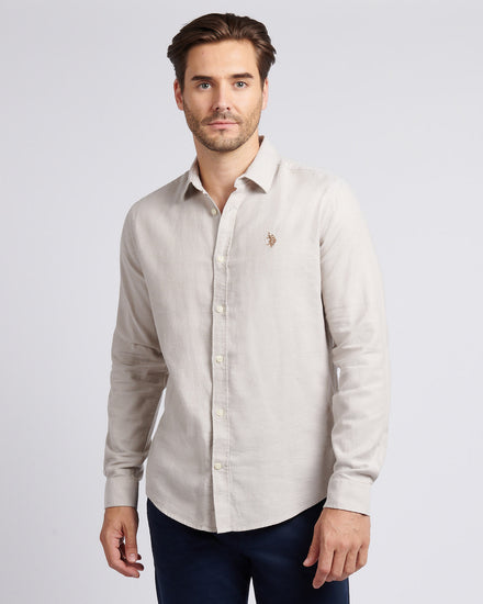 Mens Brushed Dobby Shirt in Trench Coat