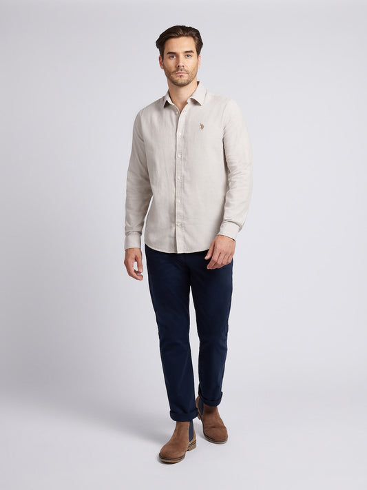 Mens Brushed Dobby Shirt in Trench Coat