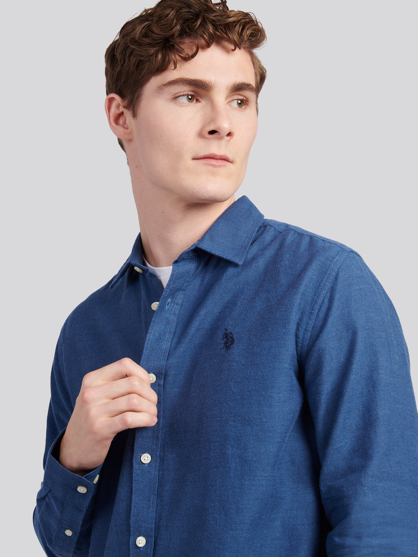Mens Brushed Dobby Shirt in Dark Sapphire Navy